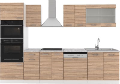 Vicco R-Line Complete keukeneenheid – 300 cm met hoge kast, WB Antraciet Sonoma/Wit