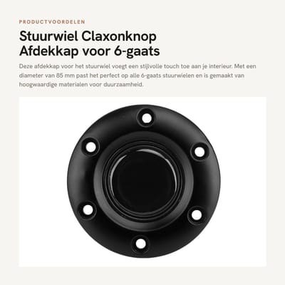 Dailygoods- Afdekkap 85 Mm Diameter - 6-gaats Stuurwiel - Premium Materiaal - Eenvoudige Installatie - Universele Pasvorm - Stijlvol Ontwerp - Naafdop