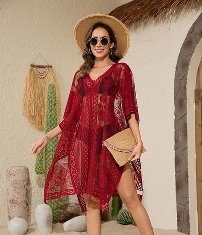 Sexy Elegante Kant Kimono Strand Cover-up voor Dames, Badpak Cover-up, Zwemkleding Omslagdoek voor Vakantie, Z