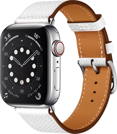 By Qubix - Geschikt voor Apple Watch bandje - Lederen bandje - Wit - Geschikt voor Apple Watch 38mm / 40mm / 41mm / 42mm - leren smartwatchbandje - Horlogebandje