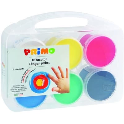 Vingerverf Diverse kleuren | Kinderverf | Verven met je vingers | hobbyverf voor kinderen | 6 x 100 ml | 1 doos
