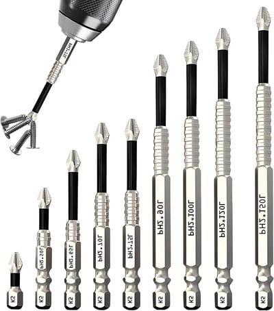 Set van Magnetische Schroevendraaier Bits - Hoogwaardige Phillips Bits, Niet-Slip, Geschikt voor Elektrisch Gereedschap en Boormachines