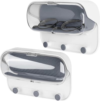 Allecta - Wandgemonteerde houder voor sleutels en zonnebrillen, set van 2 stuks met deksel - opbergmiddelen voor grote zonnebrillen - compatibel met Gucci GG0876S GG0875S Balenciaga BB0201S