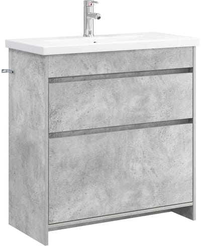 vidaXL - Badkamermeubel - Set - Betongrijs - 81 - x - 40 - x - 84,5 - cm - Bewerkt - hout