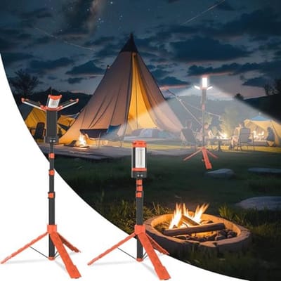 Oplaadbare LED-schijnwerper op statief – 4700 lumen, draadloze werklamp met 9000 mAh batterij en draagtas voor camping en bouwplaats