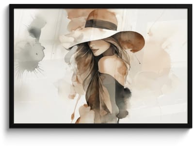 Poster in lijst - Fotolijst 90x60 cm - Posters - Mysterieus - Vrouw - Sepia - Posterlijst zwart - Decoratie - Wanddecoratie woonkamer - Muurdecoratie slaapkamer