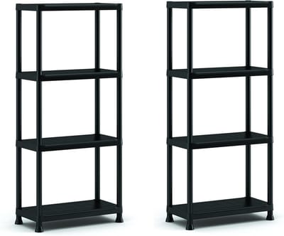 Keter Stellingkast Plus 60/4 - set van 2 - Opbergrek met 4 planken - 60x30x135cm - Zwart