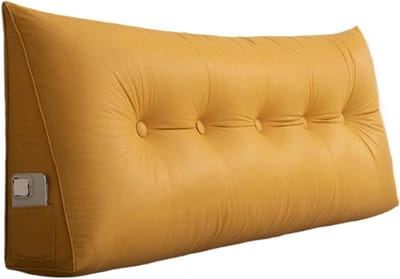 Wigvormig Rugkussen - Leeskussen Bed - Comfortabel Lezen - Ergonomisch Ontwerp - 39.3 Inch - Geel