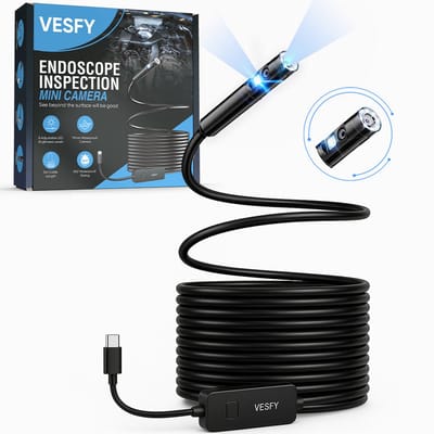 Vesfy Inspectiecamera Met App en Dubbele Camera - Verlichting - 5 Meter - 1920P HD - Android/IOS - IP67 Waterdicht - Endoscoop