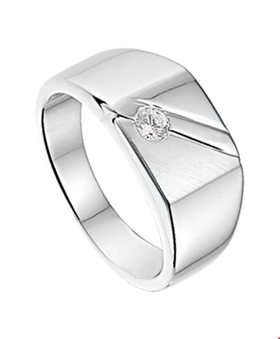 Zilveren Ring zirkonia poli/mat 1004925 16.50 mm (52)