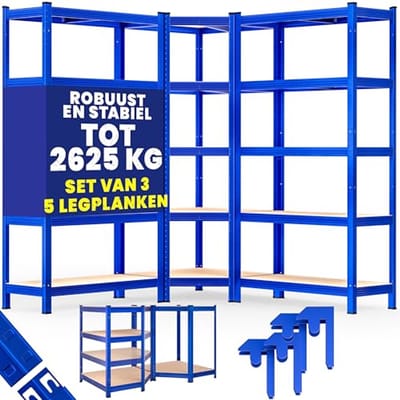 Hoekstelling set van 3 met 2625 kg Draagvermogen voor Garage, Kelder en Werkplaats