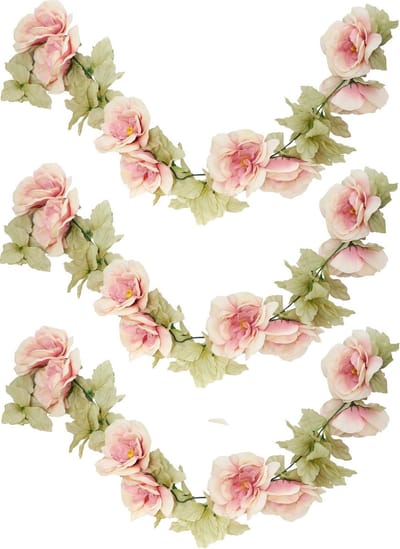 Chaks Rozen bloemenslinger - 3x - kunstplant/bloem - oud roze - 220 cm