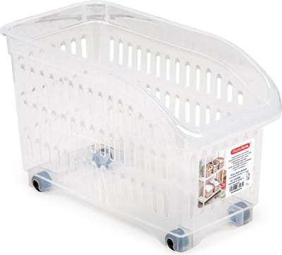 Plasticforte opberg Trolley Container - transparant - op wieltjes - L30 x B15 x H18 cm - kunststof - opslag box/bak - 8 liter