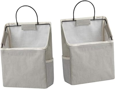 Hangende Opbergzak - Wand Organizer - Spullen Opbergen - Katoen Linnen Materiaal - 38x22cm - Grijs