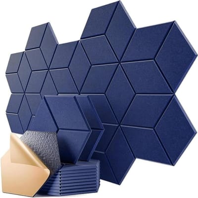 Geluidsisolerende Schuimplaat - Akoestische Panelen - Ruimte Verbeteren - Zelfklevende Y-coating - 12 Stuks - Donkerblauw