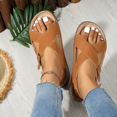 Dames Kurken Sandalen Klassiek Zacht Dikke Zool Kurk Zomer Strand Sandalen Huis Open Teen Plat 40 brown