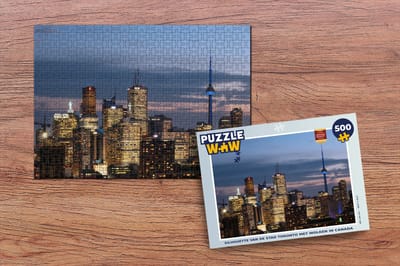 Puzzel Silhouette van de stad Toronto met wolken in Canada - Legpuzzel - Puzzel 500 stukjes