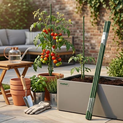 FLOORDIREKT Plantstok Leah - Multifunctionele klimstok - Gemaakt van staal en kunststof - In verschillende lengtes & diktes - 16 mm Dik - 180 cm - Set van 10