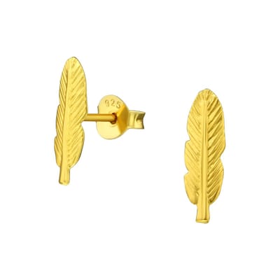 Montebello Oorbellen Bianne Gold - 925 Zilver Verguld - Veer - 5x13mm