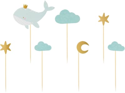 PartyDeco Cupcake Toppers - Walvis pk/7