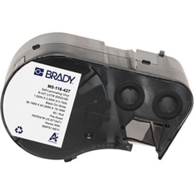 Brady M5-116-427 gelamineerde vinyl labels zwart op wit/transparant | 38,1 mm x 63,5 mm (origineel)