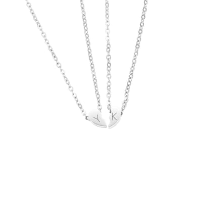Ketting Set Hartje Initialen Zilver