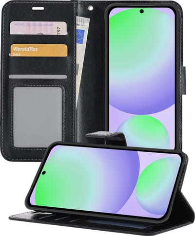 Hoesje - Geschikt voor Samsung Galaxy S24 FE - Luxe Bookcase - Walletcase Hoes - Portemonnee - Cover - Telefoonhoes - Zwart