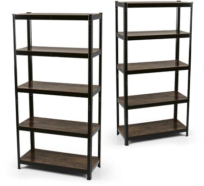 EASYmaxx staande rekken in industrieel design, set van 2, 180x90x40 cm | Boekenrek met een draagvermogen van 875 kg | Magazijnrek – 175 kg per legbord | Rek – 5 verstelbare legborden voor meer orde in de woonkamer, keuken en kantoor