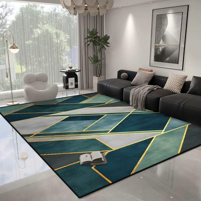 Modern Geometrisch Tapijt Woonkamer Licht Luxe Decoratie Slaapkamer Antislip Kleed Gemakkelijk Schoonmaken Lounge Pluche Vloermat Wasbaar 100*160cm
