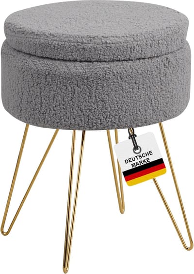 Albatros Kruk met Opbergruimte Cannes - Kruk met Opbergruimte, Modern Ontwerp, Edele Fluwelen of Sherpa Bekleding - Kruk of Bank met Opbergruimte - Optimaal als Voetenbankje of Kaptafel Kruk