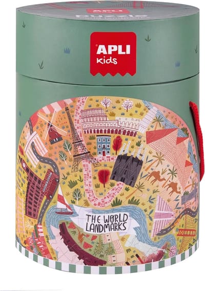 Educatieve Puzzel Monumenten - Wereldpuzzel Kinderen - Wereld Ontdekken - Ronde Vorm 50cm - 48 Stukjes - Kleurrijk Design