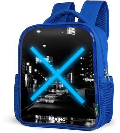 NoBoringSuitcases.com® - Rugzak blauw - Schooltas jongens - Felblauwe kruis in een nachtelijke scène - Kinder rugtas jongen - Boekentas kind - Kinderrugzak voor school - Schoolrugzak