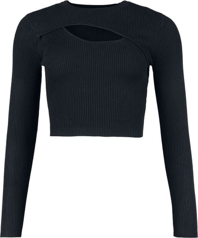 Only Onliza L/S peek-a-boo sweater Shirt met lange mouwen zwart M