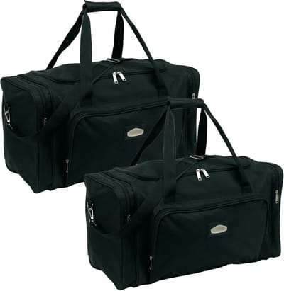 Reistas/weekendtas/sporttas model Laser - 2x - 58 x 28 x 33 cm - 4 vakken - zwart