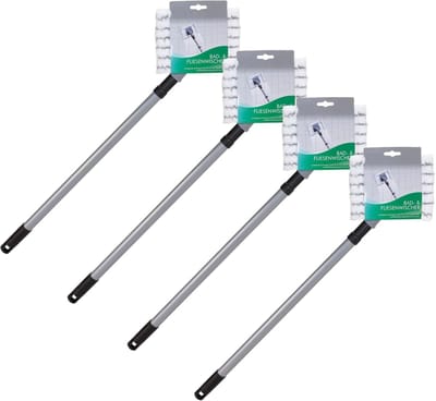 Novaliv 4X Tegelreiniger Badkamerwand met Telescopische Steel incl. Microvezelhoes Tegelwisser Badkamerwisser Tegelreiniger Badkamer