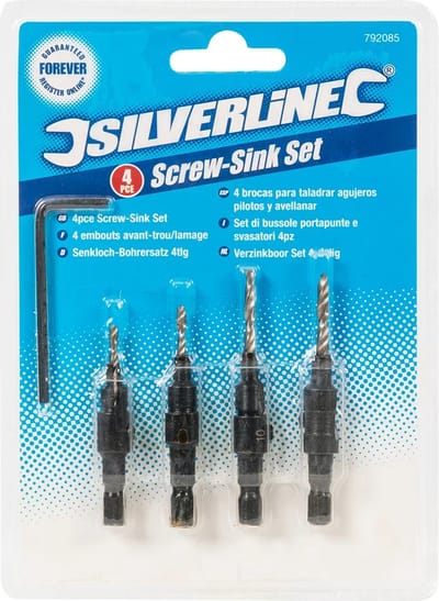 Silverline Verzinkboor set - 4 delig - Ø 6 t/m 12 mm - HSS - Zwart oxide afwerking