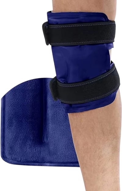 Knie- en Kuit Icepack - Sportieve Warmte- en Koude Compressie Gel - Therapie voor Knie, Kuit, Blessures, Ontsteking en Pijnverlichting - Marineblauw