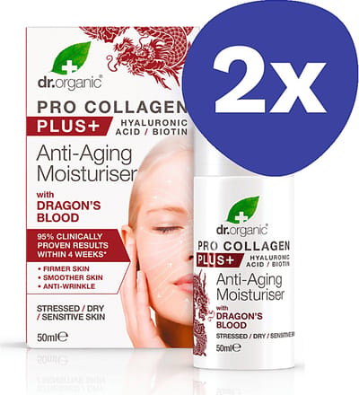 Dr Organic Pro Collageen Anti-Veroudering Dagcreme - Dragons Blood (2x 50ml)