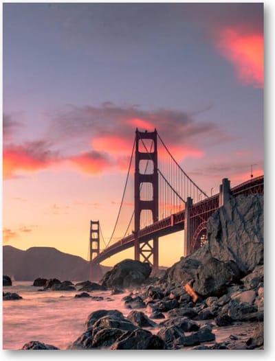 Golden Gate Bridge - zonsondergang - San Francisco, Californië - 30x40 Poster Staand - Landschap