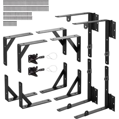 Équerre d'angle de portail 2 jeux Kit de quincaillerie pour cadre de portail anti-affaissement Noir