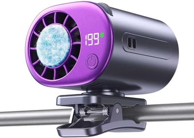 Draagbare ventilator met clip - Koelfunctie - Oplaadbare handventilator met turbine - 360° draaibare afneembare clip - Mini ventilator voor kinderwagen - Reisaccessoire - Zomercadeau voor vrouwen, grijs