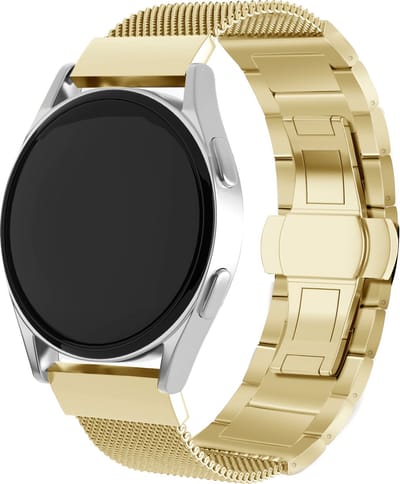 Strap-it Smartwatch bandje 20mm - Luxe metalen Milanese band geschikt voor Samsung Galaxy Watch 1 42mm / Watch 3 41mm / Watch Active / Active 2 40mm & 44mm / Gear Sport - goud