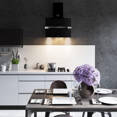 GURARI Diamant serie GCH 970 Bl 6 Diamant Afzuigkap, Afzuigkap 60 cm, zwart glas, 850 m³/h, 2 x randafzuiging