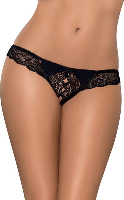 Obsessive Miamor Kruisloze String - Erotisch Onderbroek - Maat XXL - Zwart
