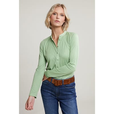 River Woods Emerald Green Classic T-shirt Long Sleeves Size: XL | Blouses Outlet | Dames | Groen