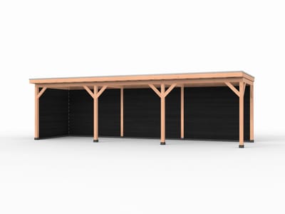Douglas overkapping, 900 x 250, met zwarte achterwand en zijwand, Westwood Comfort Plus