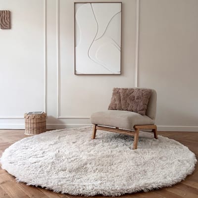 Rond hoogpolig vloerkleed Furr beige - Interieur05 - Rond 120 Ø - (S)