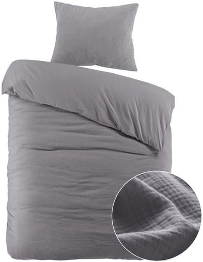Papillon Dekbedovertrek Mousseline Grijs - 140x200/220 cm - 100% Percale Katoen - Hoogwaardige kwaliteit