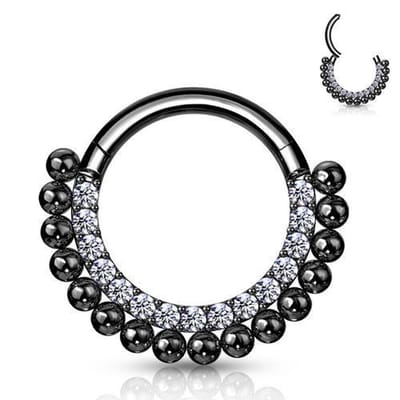 Piercing PVD Balls gemmed 1.2x8 - zwart - LMPiercings