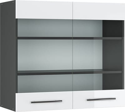 Vicco Fame-Line Glazen keukenkast – 80 cm Wit Hoogglans